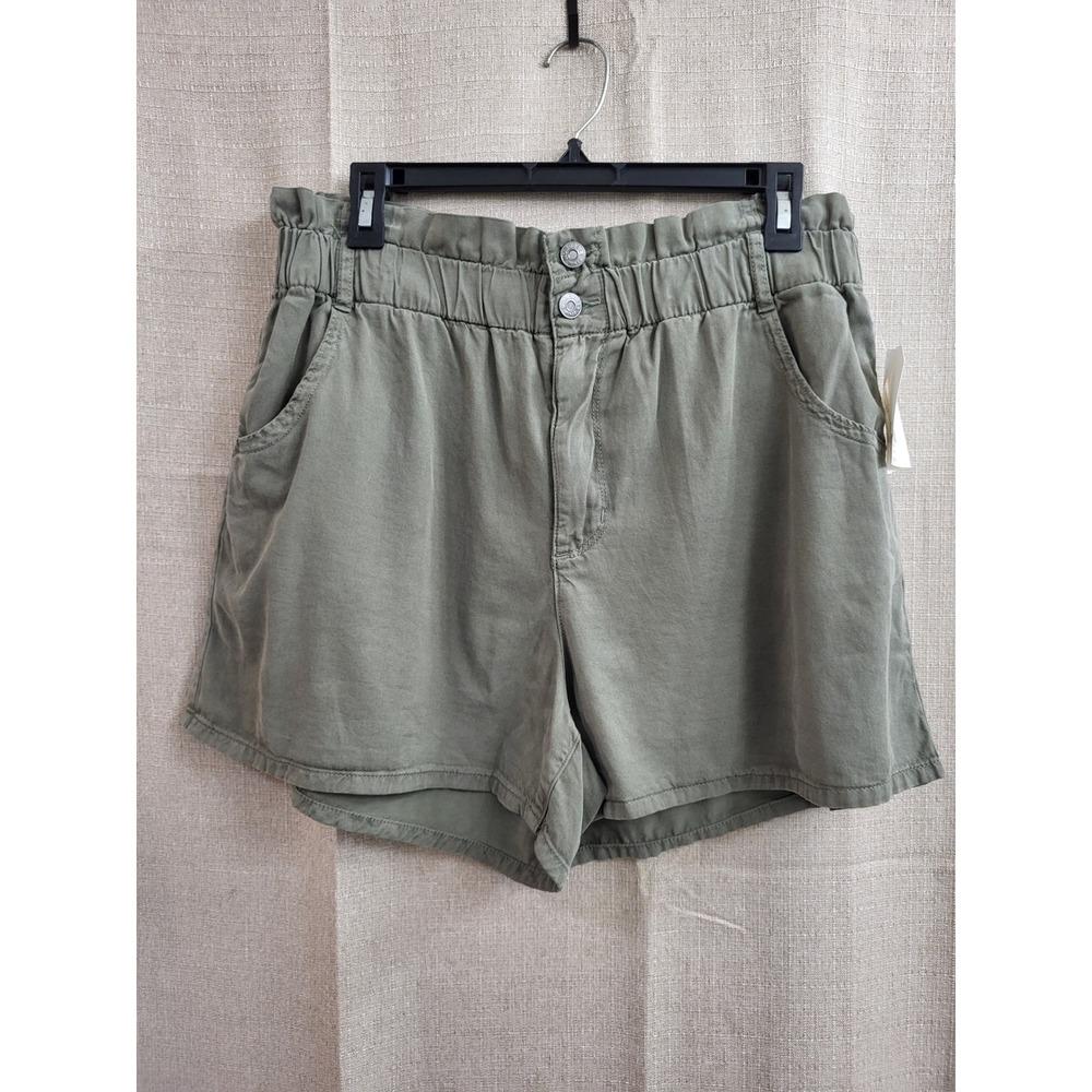 Wonderly Womens Olive Green Tencel Cotton Paperbag Waist Shorts Size 12R NEW
